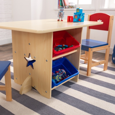 Kindertafel-met-opbergbakken-en-twee-stoelen-Sterren-Kidkraft (26912)