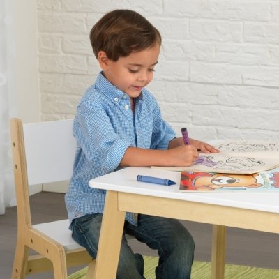 Kindertafel-met-twee-stoelen-Modern-naturel-wit-Kidkraft (27025)