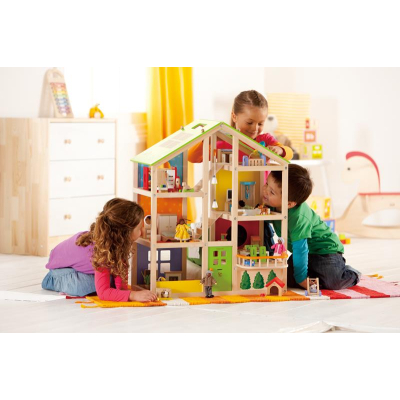 Houten-poppenhuis-All-Season-gemeubileerd-Hape-E3401 